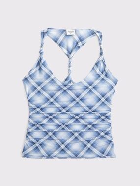 Abercrombie & Fitch Blue Plaid Racerback Tank